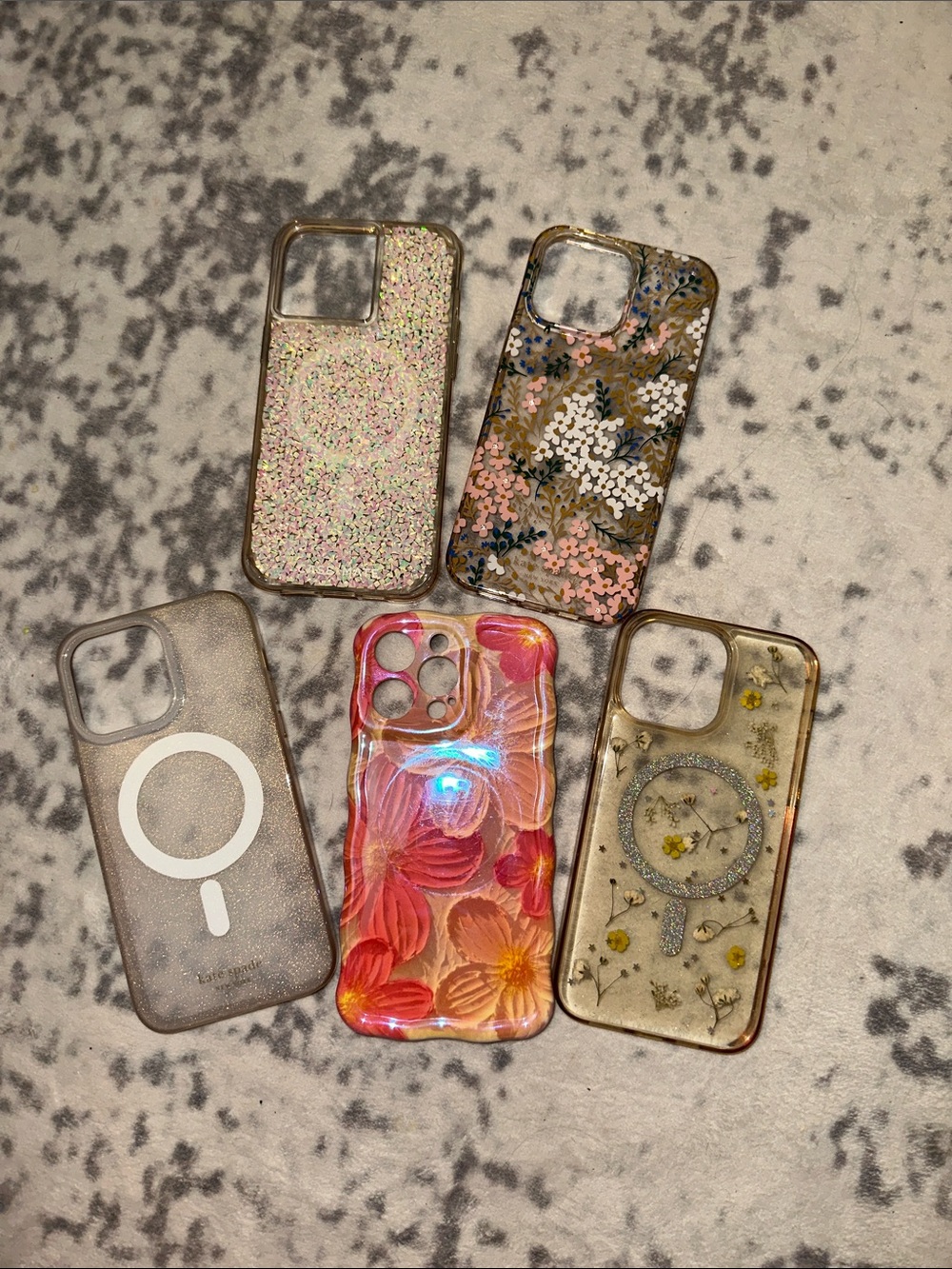 Assorted Floral and Glitter iPhone Cases - Pink, Gold, Clear